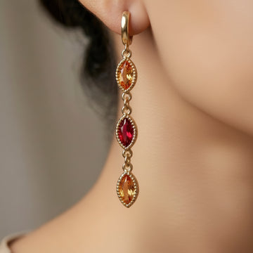 PRAO Earrings Anti-Tarnish Marquise Crystals Danglers