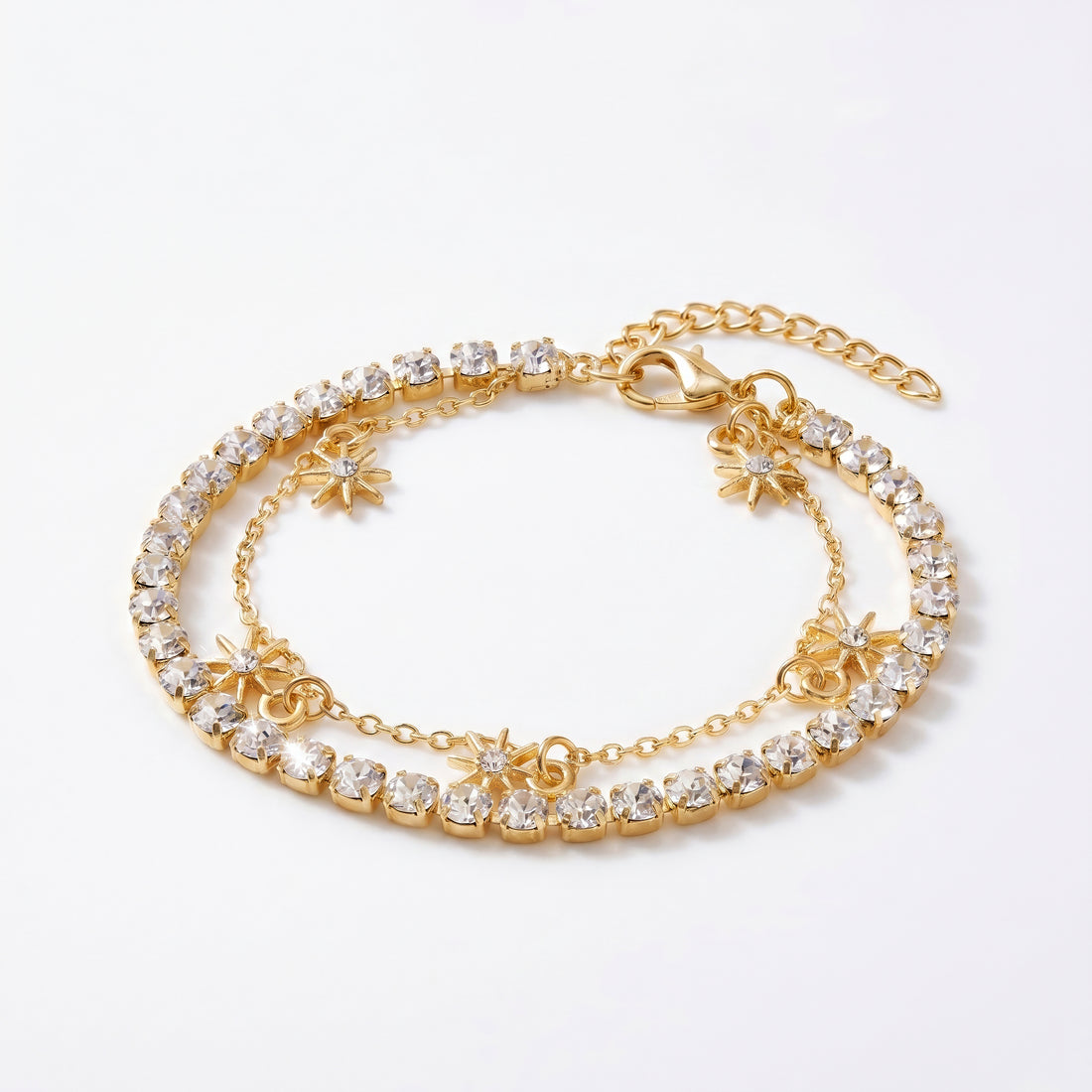 PRAO Bracelet Anti-Tarnish Celestial Crystal Layered (Adjustable Size)