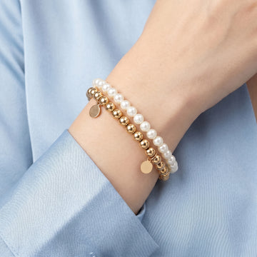PRAO 2 Bracelet Anti-Tarnish Pearl & Coin Charm (Adjustable Size)