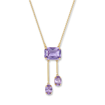 PRAO Necklace Anti-Tarnish Purple Crystals