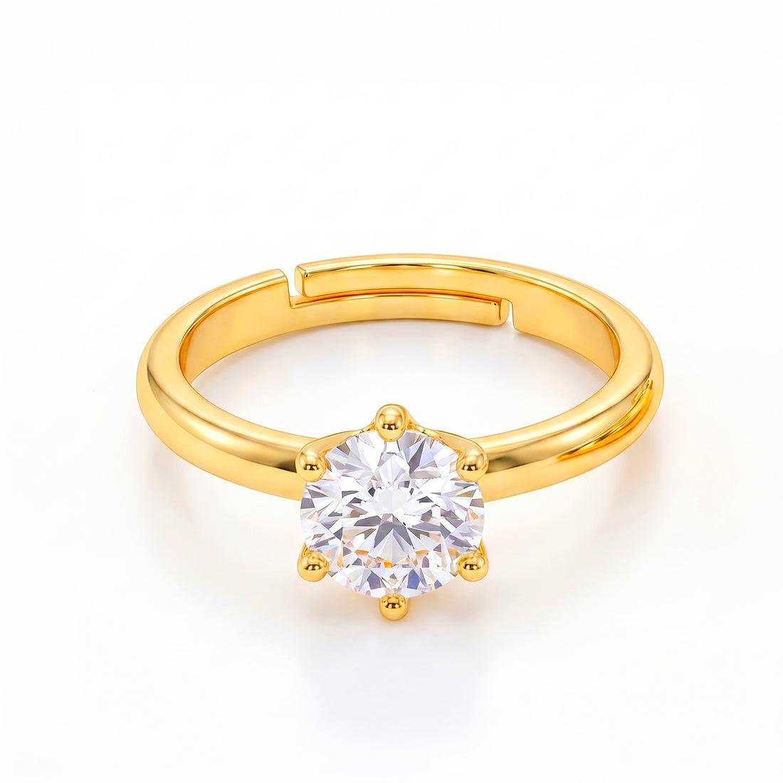 PRAO Ring Anti-Tarnish Gold Plated Solitaire (Adjustable Size)