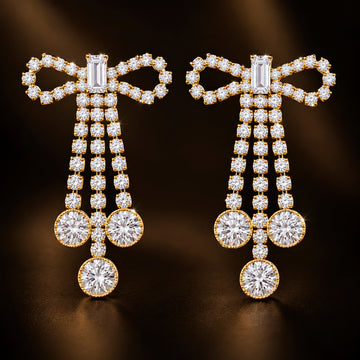 PRAO Earrings Anti-Tarnish Crystal Bow Dangle